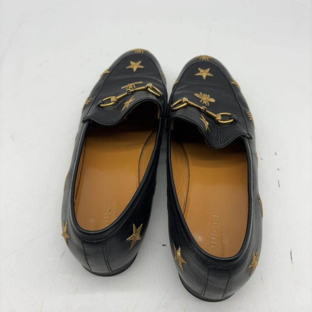 Gucci Jordaan Bee & Star Embroidered Leather Loafers - Picture 3 of 7